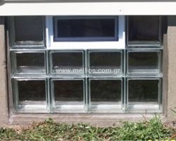 Παράθυρο υαλότουβλων 38x19cm με διπλό τζάμι και σήτα