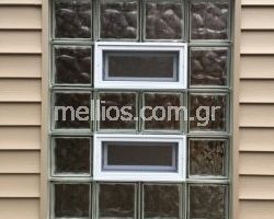 Παράθυρο υαλότουβλων 38x19cm με διπλό τζάμι και σήτα